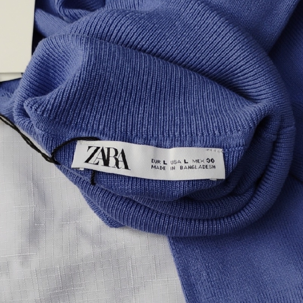 Women's Blue Turtleneck Sweater - Picture 3 of 4